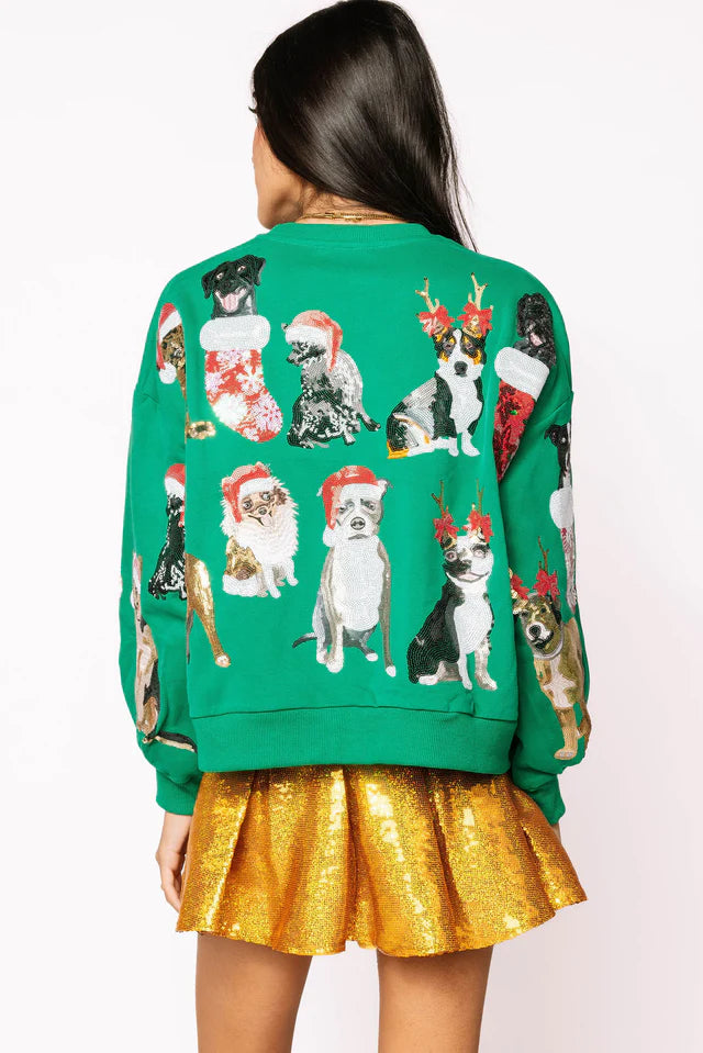 Queen of Sparkles Puppies Holiday Sweater