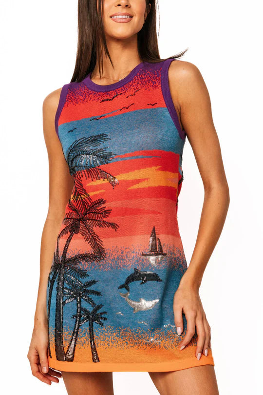 Queen of Sparkles Beach Scene Tank Dress