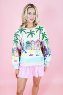 Queen of Sparkles Beach Scene Sweater