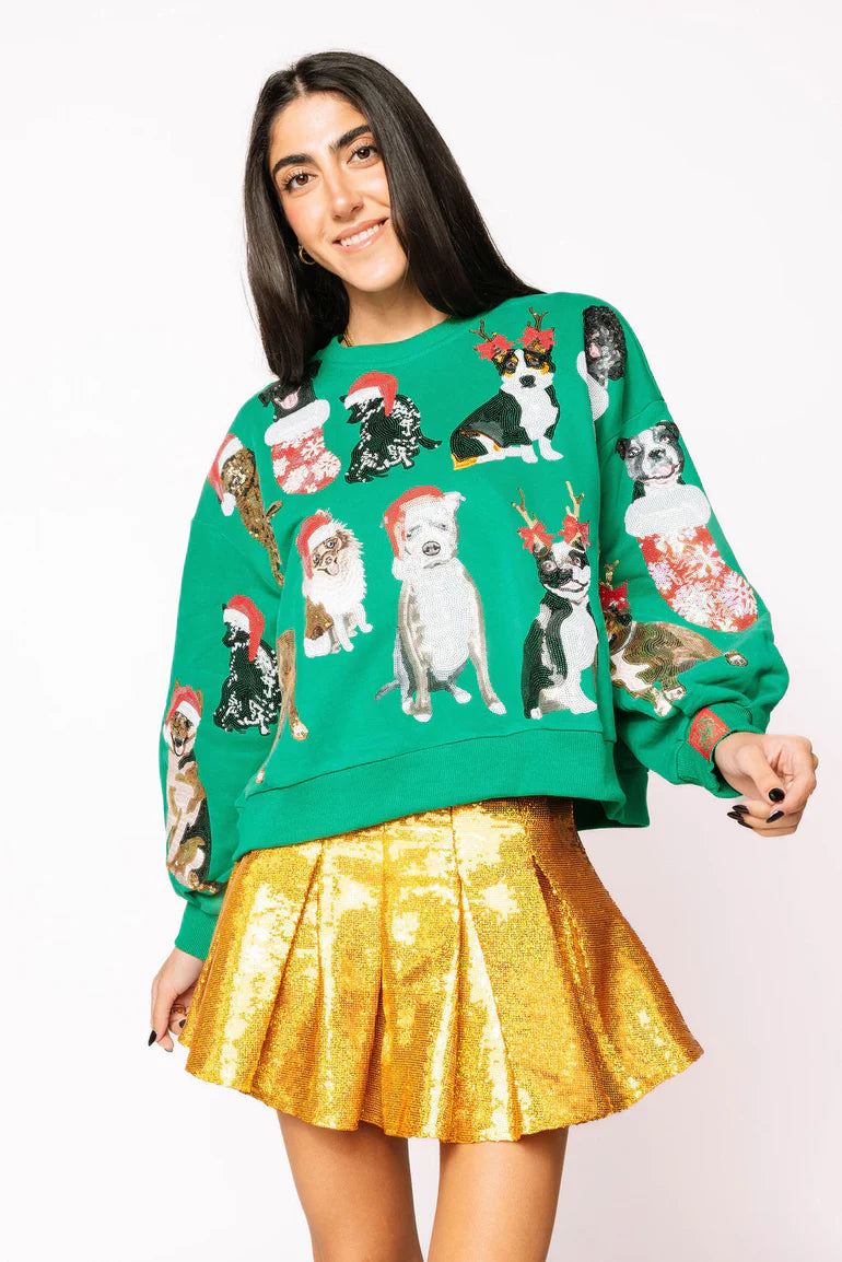 Queen of Sparkles Puppies Holiday Sweater
